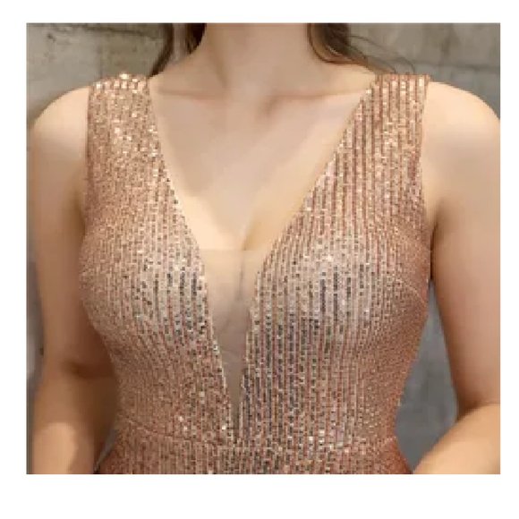 Red & Gold Sequin Dress Glitter Dress Formal Evening Gown Floor Length Ball Gown - Picture 9 of 12